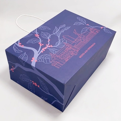 Colored Craft Custom Printed Paper Bags Recycled With Sticky Paper Handle