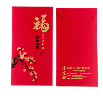 150gsm New Year Ang Bao Red Envelope Red Card Hot Stamping For Chinese