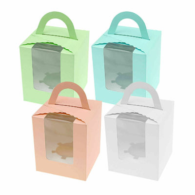 Guter Preis Einzelne Muffin-Pappnachtisch-Kästen des kleinen Kuchens mit klarer Fenster-Geschenkbox Online