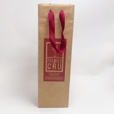 Guter Preis Band-Griff-Kraftpapier-Taschen-Rotwein-Flaschen-Geschenk sackt 0.30mm Stärke ein Online