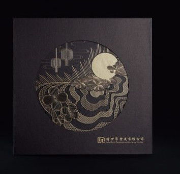 Guter Preis Mooncake Druckverpackenkasten-schwarzer heißer stempelnder Logo-Deckel und niedriger Kasten Online